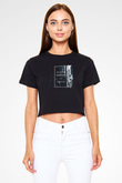 Against The Current Baskılı Unisex Siyah Crop Top Tişört