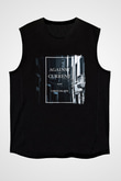 Against The Current Baskılı Unisex Siyah Kolsuz Tişört