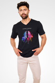 Against The Current Siyah Unisex V Yaka Tişört T-Shirt