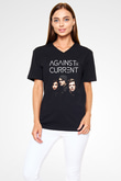 Against The Current Siyah Unisex V Yaka Tişört T-Shirt