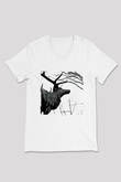 Agalloch Baskılı Beyaz Unisex V Yaka Tişört - Tshirt