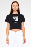 Agalloch Baskılı Siyah Crop Top Kadın Tişört - Tshirt