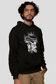 Agalloch Baskılı Unisex Siyah Kapüşonlu Sweatshirt