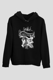 Agalloch Baskılı Unisex Siyah Kapüşonlu Sweatshirt