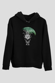Agalloch Baskılı Unisex Siyah Kapüşonlu Sweatshirt