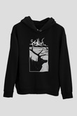 Agalloch Baskılı Unisex Siyah Kapüşonlu Sweatshirt