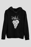 Agalloch Baskılı Unisex Siyah Kapüşonlu Sweatshirt