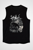 Agalloch Baskılı Unisex Siyah Kolsuz Tişört - Tshirt