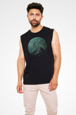 Agalloch Baskılı Unisex Siyah Kolsuz Tişört - Tshirt