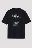 Agalloch Baskılı Unisex Siyah Oversize Tişört - Tshirt