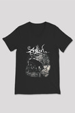 Agalloch Baskılı Unisex Siyah V Yaka Tişört - Tshirt