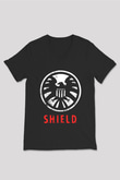 Agents of S.H.I.E.L.D. Siyah Unisex V Yaka Tişört T-Shirt