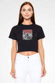 Agnostic Front Baskılı Unisex Siyah Crop Top Tişört
