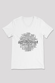 Agronomist Beyaz Unisex V Yaka Tişört T-Shirt