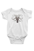 Ahtapot Baskılı Beyaz Unisex Bebek Body - Zıbın