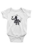 Ahtapot Baskılı Beyaz Unisex Bebek Body - Zıbın