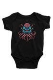Ahtapot Baskılı Unisex Siyah Bebek Body - Zıbın