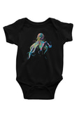 Ahtapot Baskılı Unisex Siyah Bebek Body - Zıbın