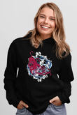 Ahtapot Baskılı Unisex Siyah Hoodie