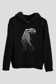 Ahtapot Baskılı Unisex Siyah Hoodie