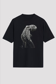 Ahtapot Baskılı Unisex Siyah Oversize Tişört - Tshirt