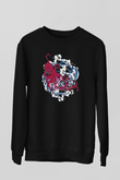 Ahtapot Baskılı Unisex Siyah Sweatshirt
