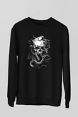 Ahtapot Baskılı Unisex Siyah Sweatshirt