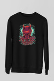 Ahtapot Baskılı Unisex Siyah Sweatshirt