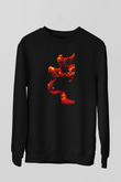 Ahtapot Baskılı Unisex Siyah Sweatshirt