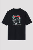 Airbourne Baskılı Unisex Siyah Oversize Tişört