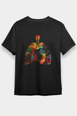 Akciğer Baskılı Unisex Siyah Tişört - Tshirt