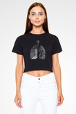 Akciğerler Baskılı Crop Top Kadın Tİşört - Tshirt