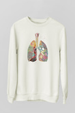 Akciğerler Renkli Baskılı Unisex Ekru Sweatshirt