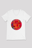 Akrep Burcu Baskılı Beyaz Unisex V Yaka Tişört - Tshirt