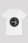 Akrep Burcu Baskılı Beyaz Unisex V Yaka Tişört - Tshirt