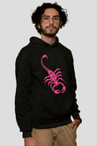 Akrep Burcu Baskılı Unisex Siyah Hoodie