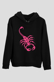 Akrep Burcu Baskılı Unisex Siyah Hoodie