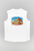 Akropolis Beyaz Unisex Kolsuz Tişört