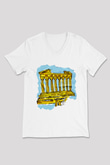Akropolis Beyaz Unisex V Yaka Tişört T-Shirt