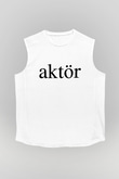Aktör Beyaz Unisex Kolsuz Tişört