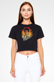Al Pacino Baskılı Siyah Kadın Crop Top Tişört