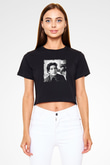 Al Pacino Baskılı Siyah Kadın Crop Top Tişört