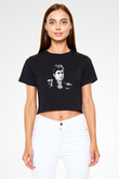 Al Pacino Baskılı Siyah Kadın Crop Top Tişört