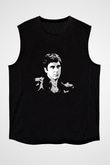 Al Pacino Baskılı Unisex Siyah Kolsuz Tişört