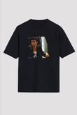 Al Pacino Baskılı Unisex Siyah Oversize Tişört