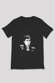 Al Pacino Baskılı Unisex Siyah V Yaka Tişört