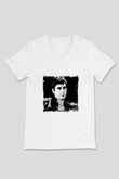 Al Pacino Baskılı V Yaka Unisex Beyaz Tişört