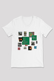 Alan Persons Project Baskılı Beyaz Unisex V Yaka Tişört - Tshirt
