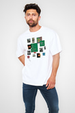 Alan Persons Project Baskılı Beyaz Unisex Oversize Tişört - Tshirt