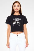 Alan Persons Project Baskılı Siyah Crop Top Kadın Tişört - Tshirt